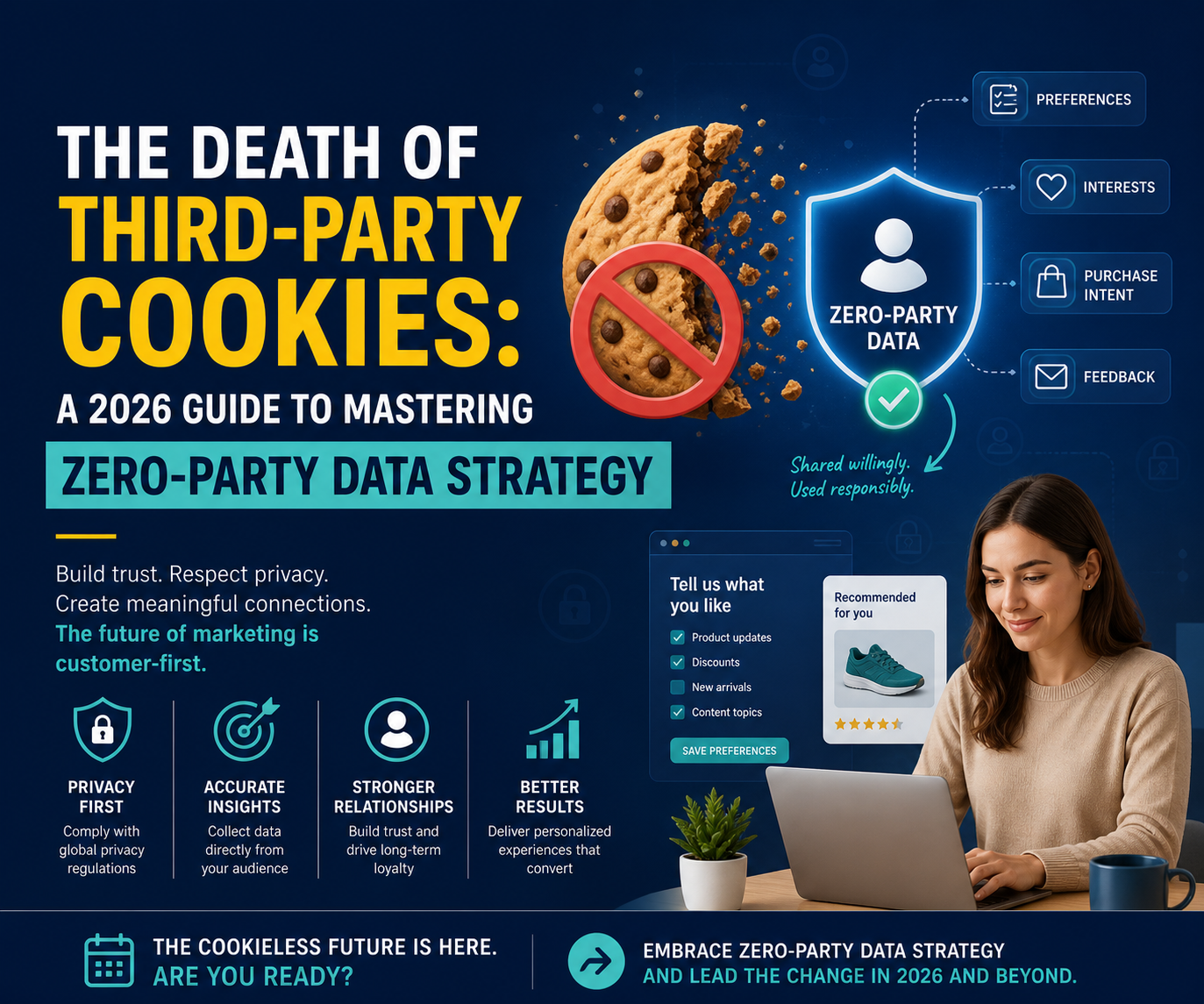 Zero-party data strategy banner showing shift from third-party cookies in 2026